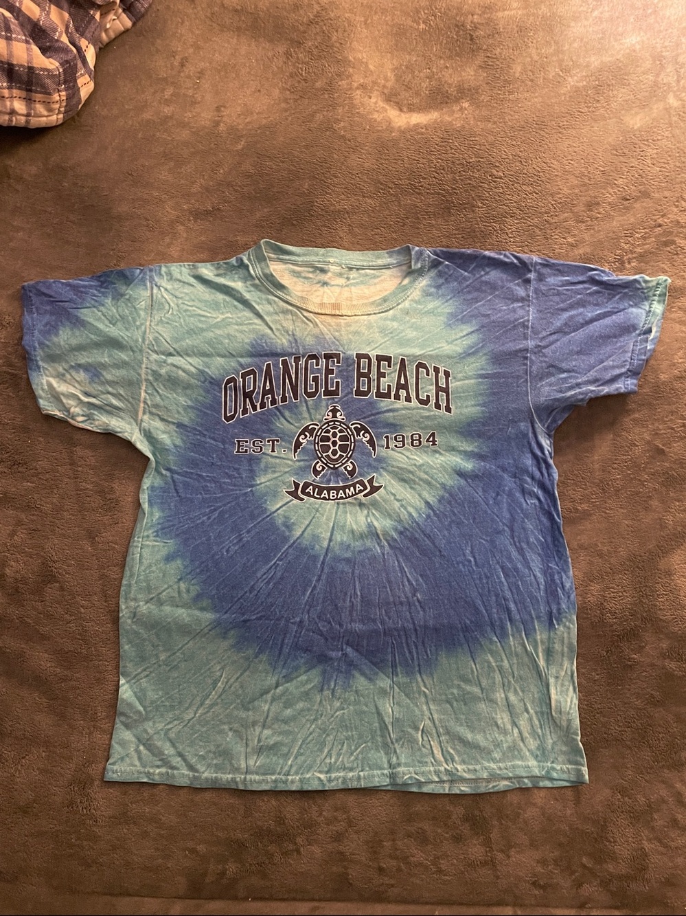 Blue and Green Tie-Dye Orange Beach Vacation Tee